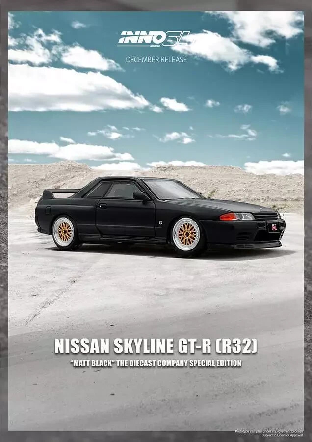 1/64 Nissan Skyline GR-R R32 (RHD) Matt Black Diecast By 1/64 Nissan Skyline GR-R R32 (RHD) Matt Black Diecast By