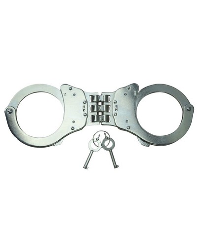 Kombat UK Handcuffs Triple Hinged Elite Steel Speed Cuffs Security 0208 SILVER