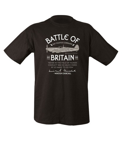 Kombat UK Battle of Britain T-Shirt Plane Spitfire Men's Top 100% Cotton