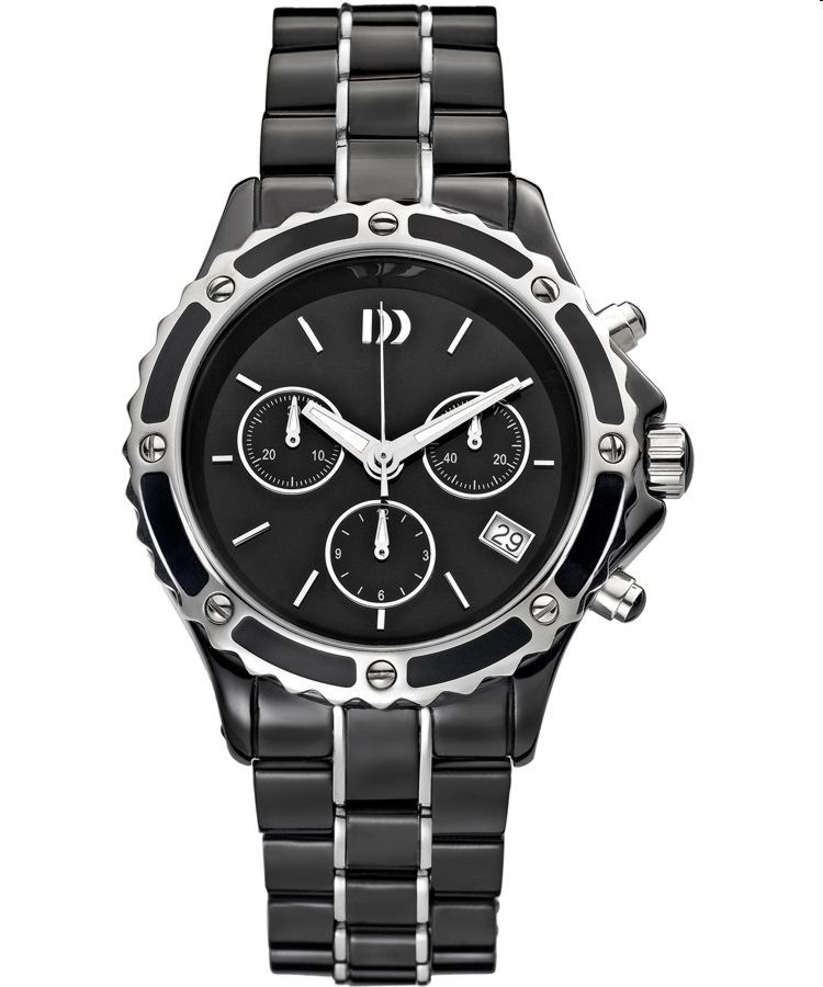 Pre-owned Danish Design Iv63q961 Ceramic/stainless Steel Chronograph Quartz Women's Watch