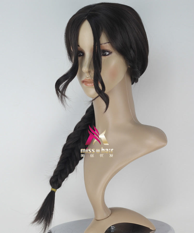 The Hunger Games Katniss Everdeen Black Braid Cosplay Party Wig