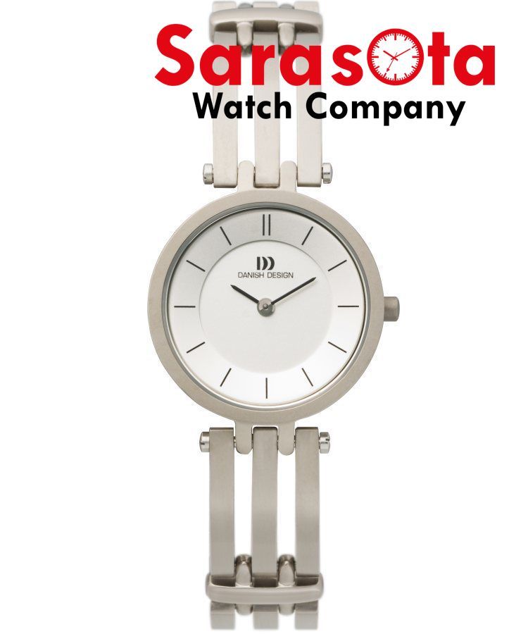 Pre-owned Danish Design Iv62q585 White Dial Titanium Quartz Sapphire Crystal Women's Watch