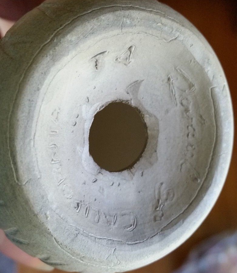 Vintage California Pottery Green Acorn Salt Pepper Shakers -Signed Lobaul?