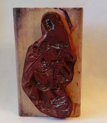 Rubber Stamp Asian Woman Geisha Girl Fancy Leaf Kimono Japanese Oriental Scene