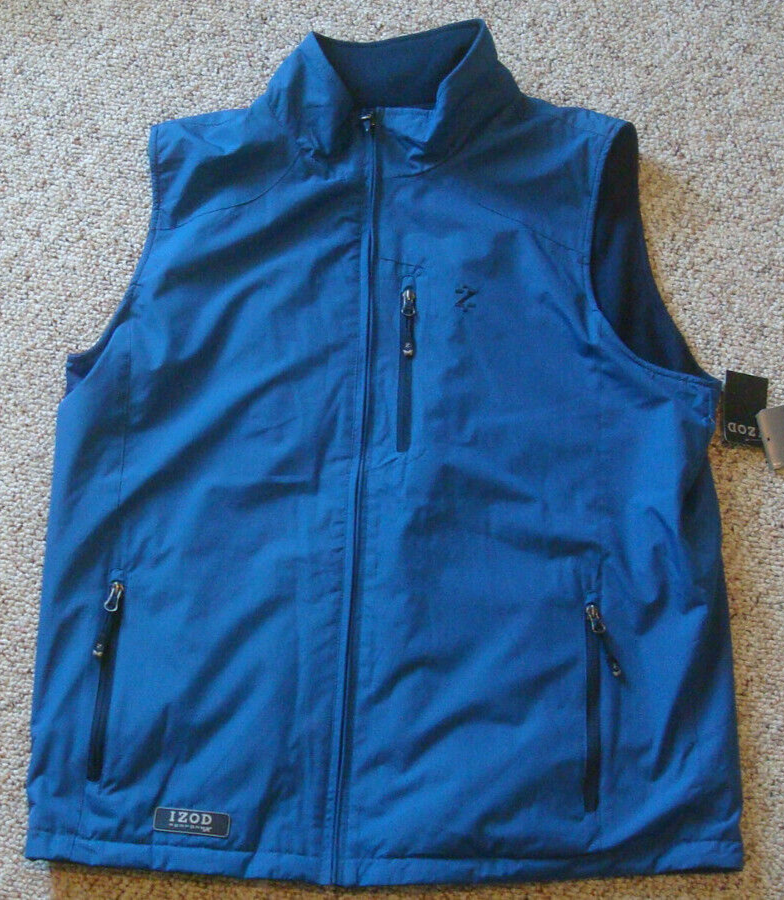 Men’s Size L Nwt Reversible Navy Fleece Zip Vest Water Wind Resistant
