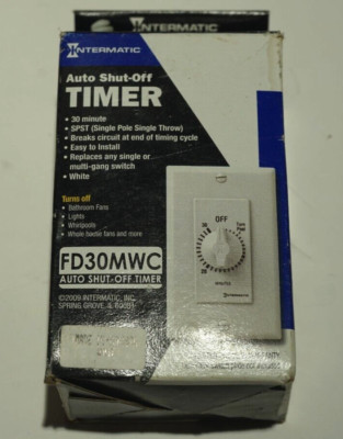 INTERMATIC FD30MWC Auto Shut-Off Timer 30Min Single Pole White New