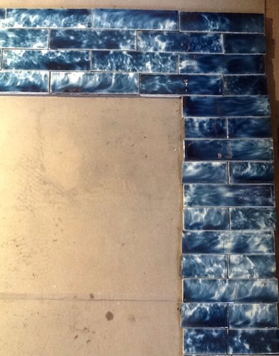 Complete Set Vintage Victorian Antique Fireplace Tiles Tile Navy Blue Encaustic