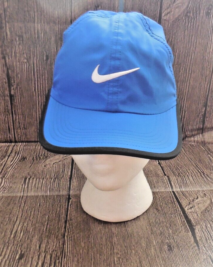 Royal Blue Nike Featherlight Dri-Fit Hat with Black Trim White Swoosh  Adjustable