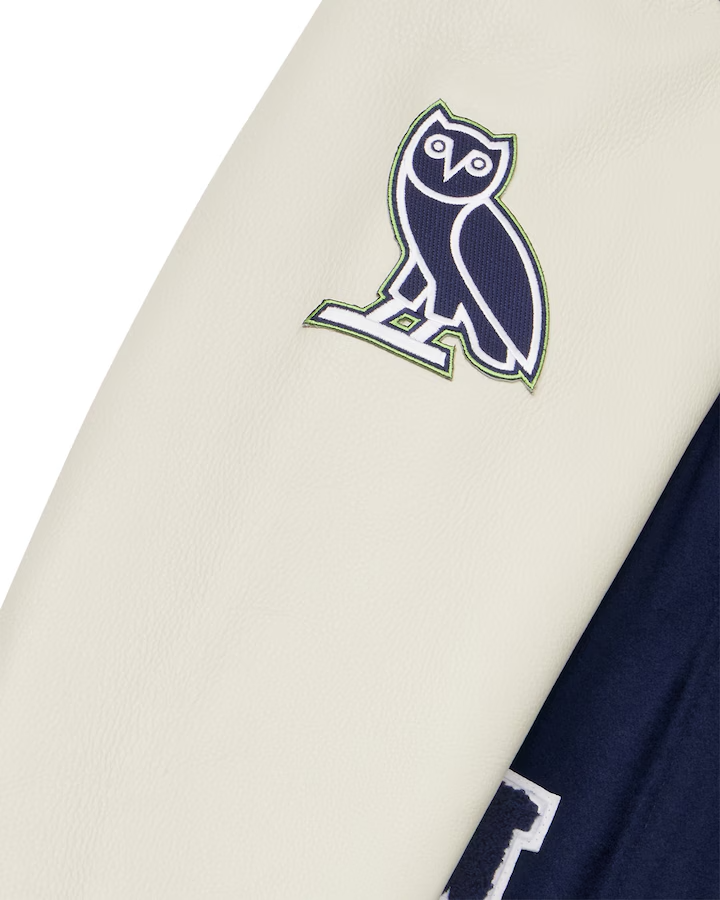 NWT Men's OVO x NFL College Navy Seattle Seahawks Full-Snap Varsity Jacket XL