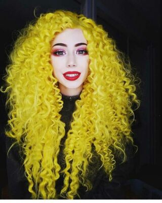 Fashion Yellow Curly Wigs for Women Kinky Curly Lace Front Wigs Synthetic Hair 