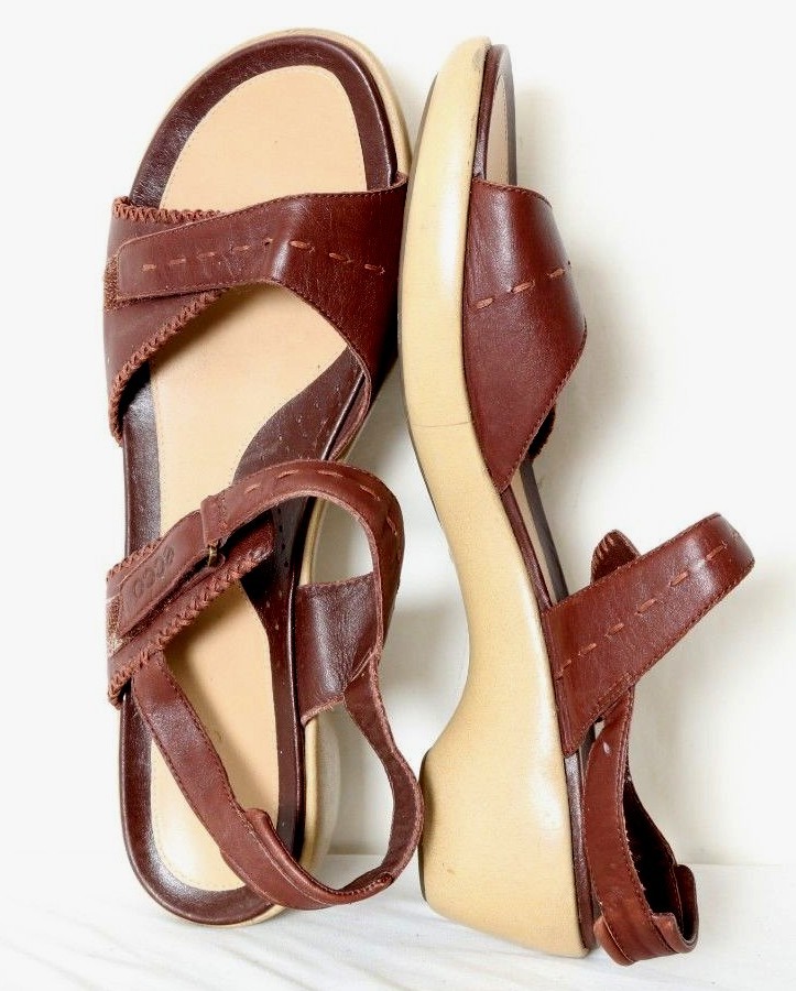 ECCO 294889 Brown Leather Open Toe Slingback Clog Sandal  EU 42 Women's US