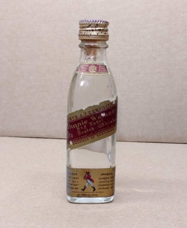 Vintage Johnnie Walker Red Label Scotch Whiskey Empty Mini Bottle collectible