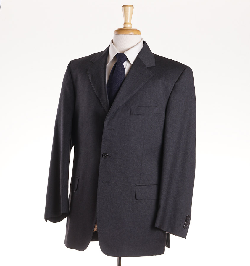 Pre-owned Luciano Barbera $1495  Solid Charcoal Gray Wool Suit 44 S (eu 54c) Modern-fit