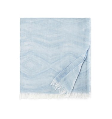 Sferra Glima Sky Blue Throw Blanket Fringed Lightweight Soft 51''x 70'' Italy NEW