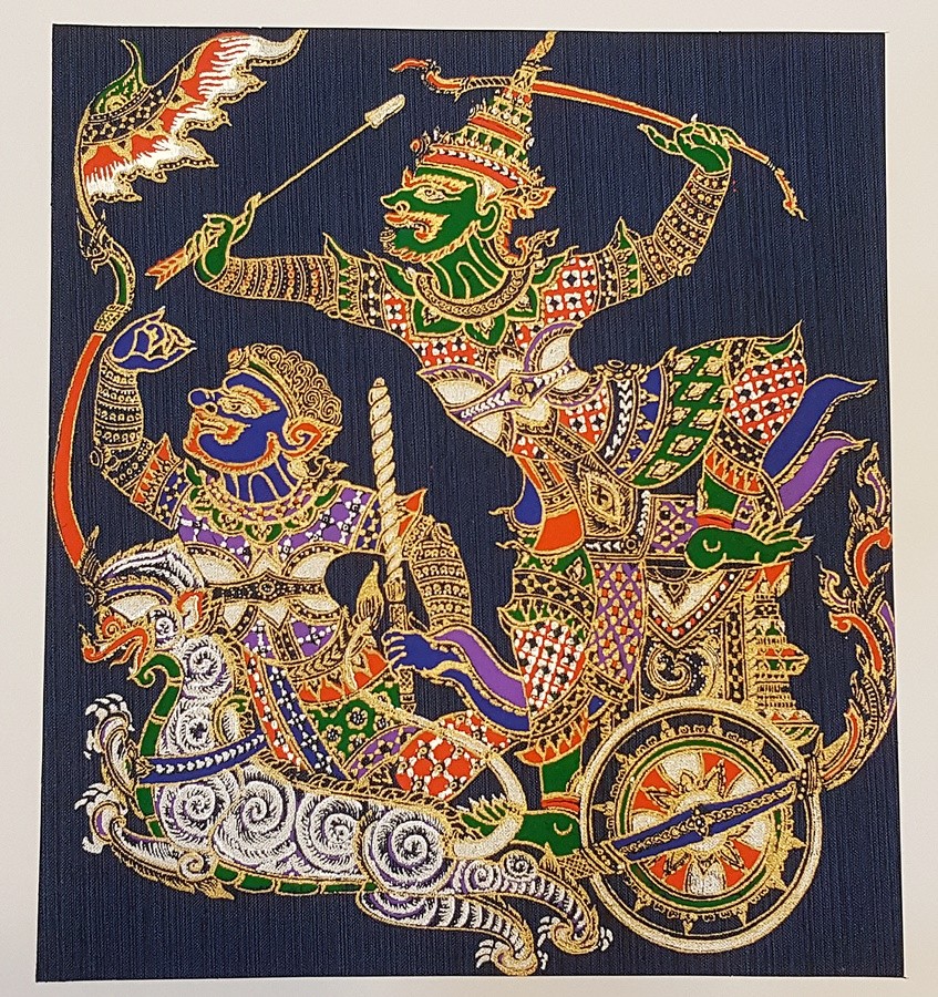 Home Decor Thai Art Silk Paintings Handmade Ramayana Multicolor Poster Wall Blue Home Decor Home Garden Globalicttraining Com