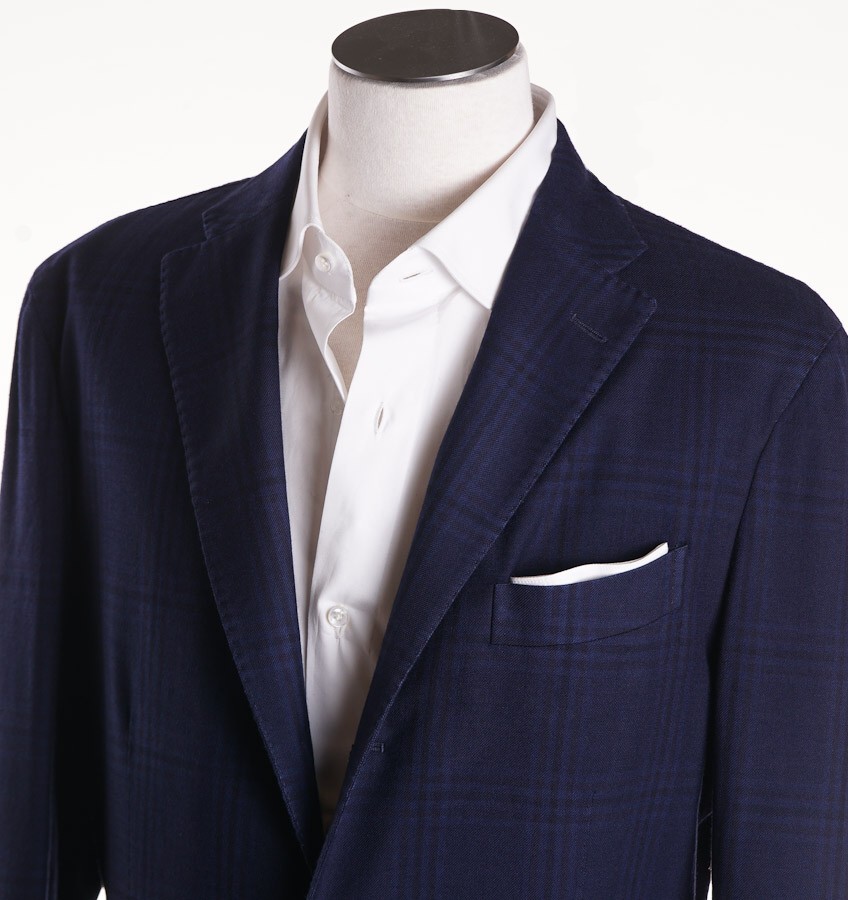 Pre-owned Boglioli $1425  Navy Blue Check Wool 'k Jacket' 40 R (eu 50) Sport Coat