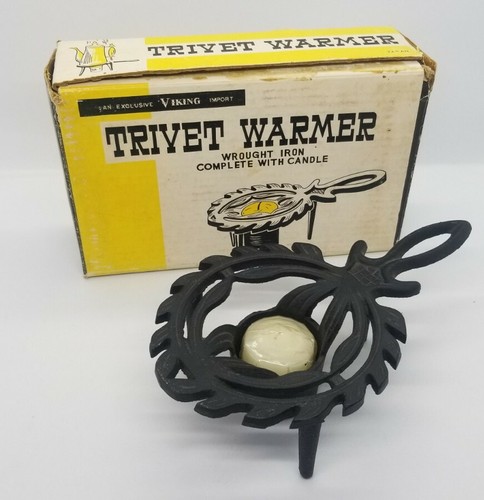 Vintage Viking Import Warming Trivet Wrought Iron Candle Warmer Off Grid Rustic
