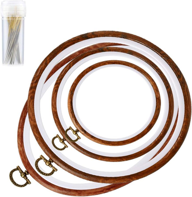 Hoop, 4 Pack Oval Embroidery Hoop, Imitated Wood Display Fra