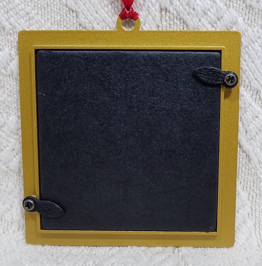 2024 CHRISTMAS TREE ORNAMENT PHOTO PICTURE FRAME ENAMEL WHITE & GOLD SQUARE 2.5"