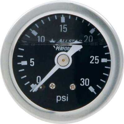 Allstar 1.5in Gauge 0-30 PSI Turned Face Liquid Filled Allstar 1.5in Gauge 0-30 PSI Turned Face Liquid Filled