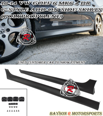 Fits 10-14 VW MK6 Golf 6 GTI 4 Door Hatchback G-Style Add-On Side Skirts (PP)