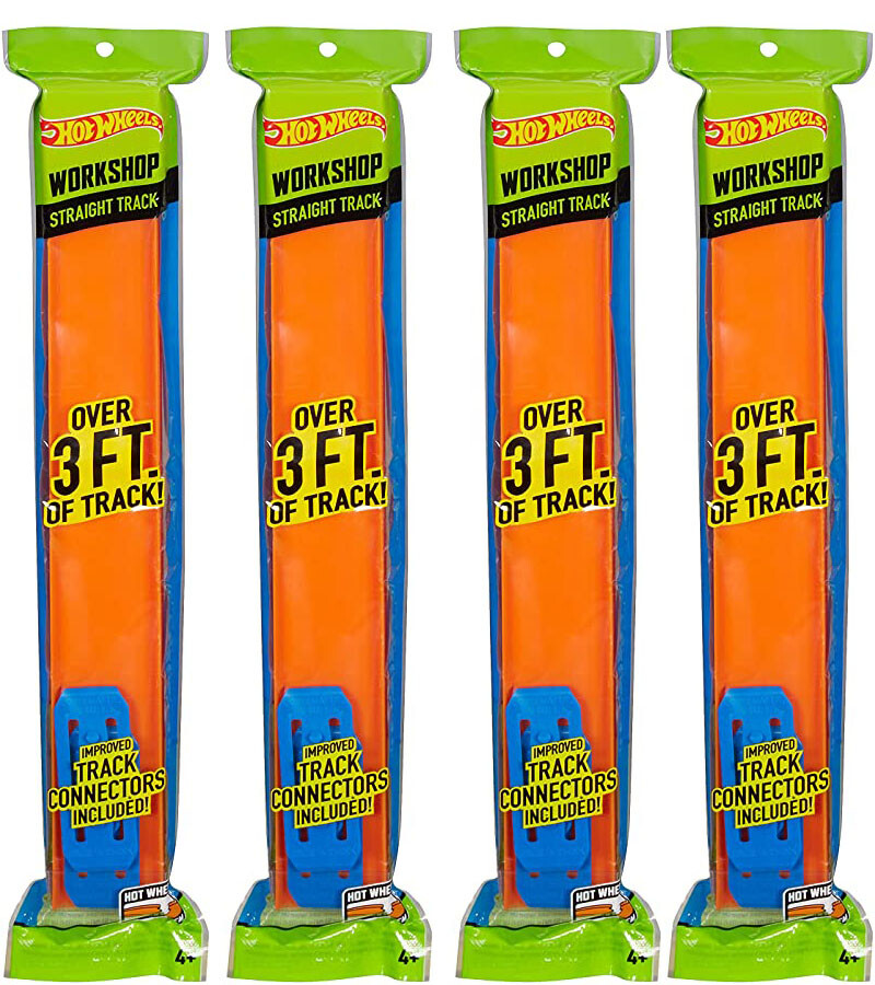 4 Hot Wheels Track Builder Straight Track Bundle