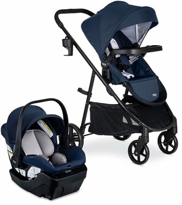 Britax Willow Brook Travel System Stroller with Car Seat & Base Navy Glacier NEW