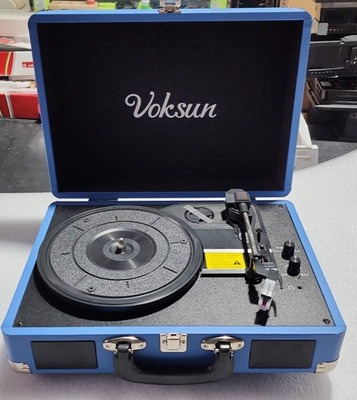 VOKSUN Giradischi, Bluetooth Giradischi Vinile Portatile con 2 Casse Incorporate
