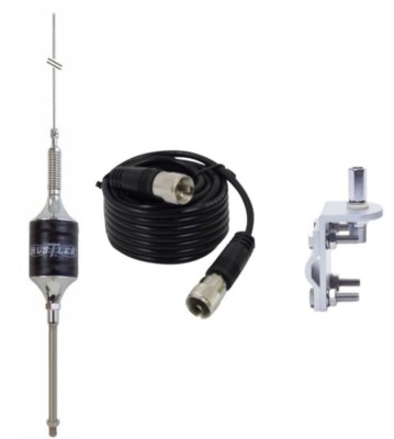 VINTAGE HUSTLER SCB-S BLACK CB,HAM ANTENNA 18FT RG58 COAX & MIRROR MOUNT