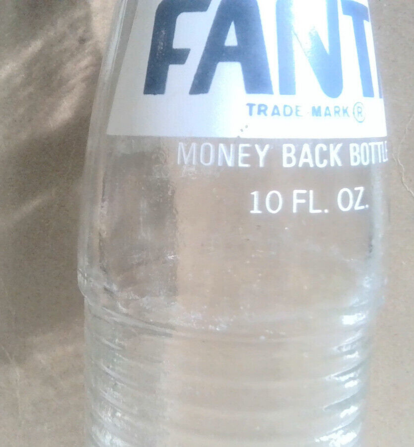 Vintage FANTA Coca Cola Co 10 oz. Ribbed Glass Soda Bottle White Label FREE SHIP