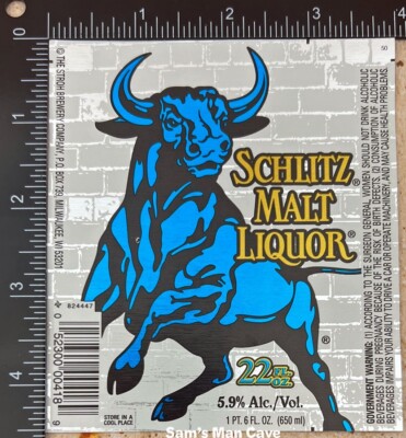 Schlitz Malt Liquor Beer Label - WISCONSIN