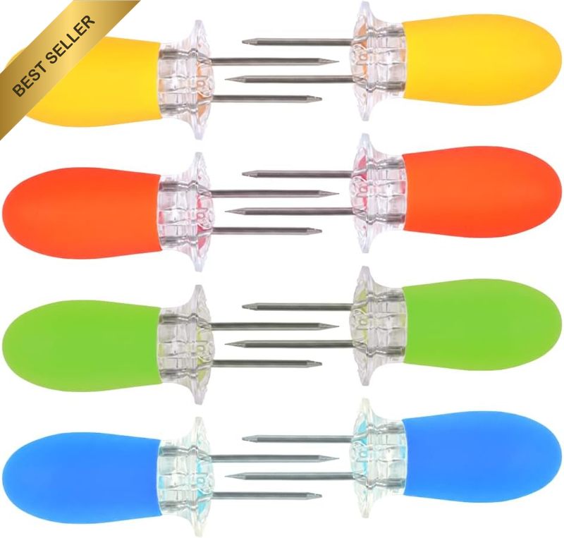 8Pcs Stainless Steel Corn Cob Holders, Corn on Cob Holders, Sweetcorn Skewers &
