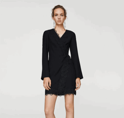 Mango black shop lace dress