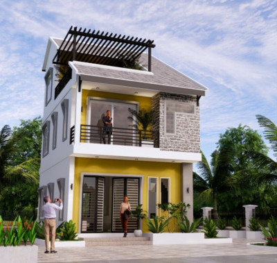 Small House Design 5.5x8 Meter 18x26 Feet 3 Beds 4 Baths Gable Roof A4 Hard Copy