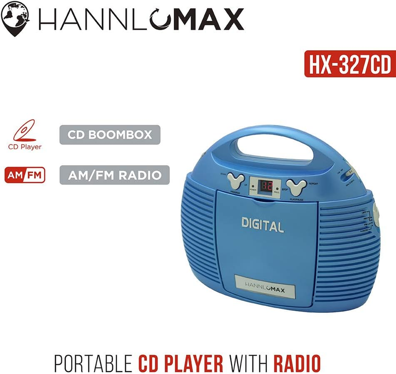 HANNLOMAX HX-327CD Portable CD Player with AM/FM Radio, Aux-In, AC/DC Dual Power