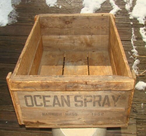 Vintage Ocean Spray Cranberries WOOD CRATE Wooden Box FARM Display Box Complete