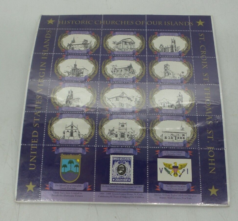 UNITED STATES VIRGIN ISLANDS Full Stamp Sheet - Historic Churches Of Our Islands