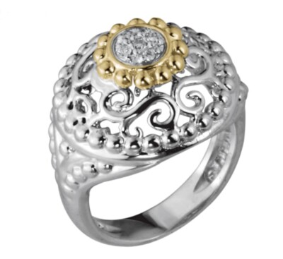 Alwand Vahan 14k Gold & Sterling Silver & Diamond Ring Style 12667D RETAIL $975