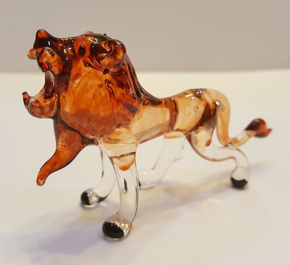 Animals Collectibles Art Glass Lion Figurine Miniature Animal