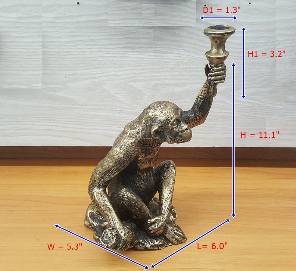 Brass Monkey Torch Sculpture Show Statue Animal Vintage Collectible