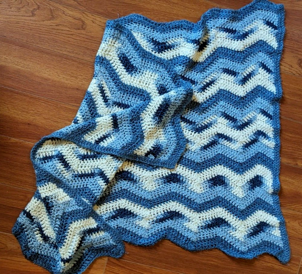 Blue White Chevron Zig Zag Throw Boys 40"x30"