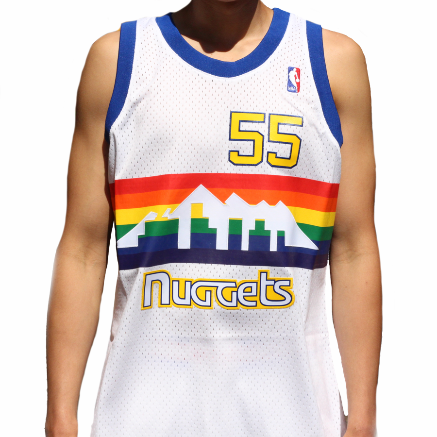 denver nuggets white rainbow jersey