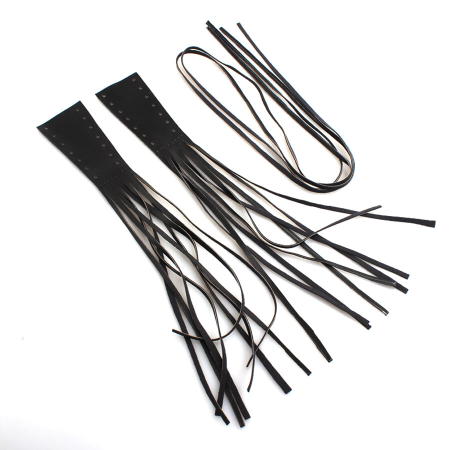 2x Motorcycle PU Leather Brake Lever Covers Biker Clutch Fringe Long Tassels 12"