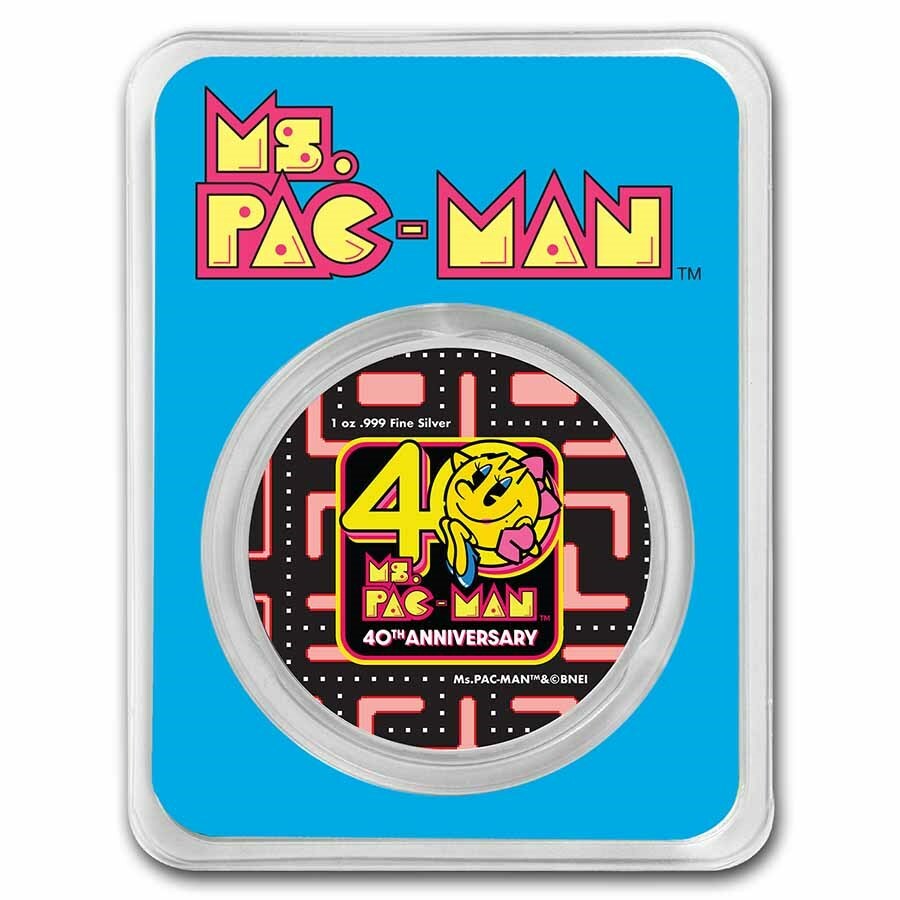 2021 Ms PAC-MAN 40th Anniversary Colorized 1 oz .999 Silver