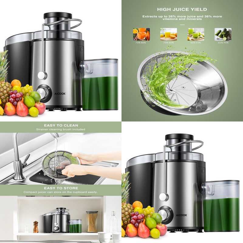 Electric Juicer Fruit Vegetable Dual Speed Centrifugal Machine Stainless Steel