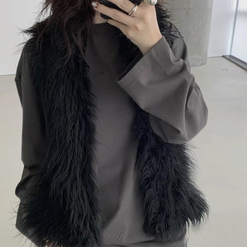 OUR LEGACY FROSS SCARF マフラー フェイクファー Scarf Fur Our Legacy Black Wool Thickened Long Scarf Tippet