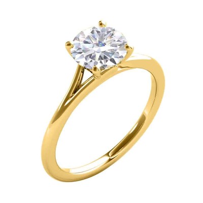 Pre-owned Maulijewels 14k Yellow Gold 1.50 Carat White Moissanite Diamond Engagement
