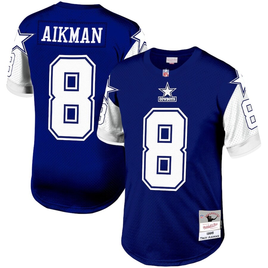 ダラス・カウボーイズ 8番ジャージ Dallas Cowboys Troy Aikman #8 Mitchell & Ness Men's Navy