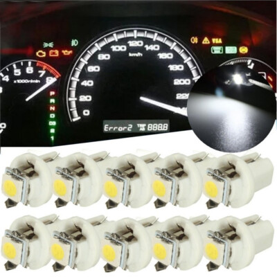 10pcs T5 B8 5050 White Car Dashboard Instrument LED Light Bulb Car Accessories