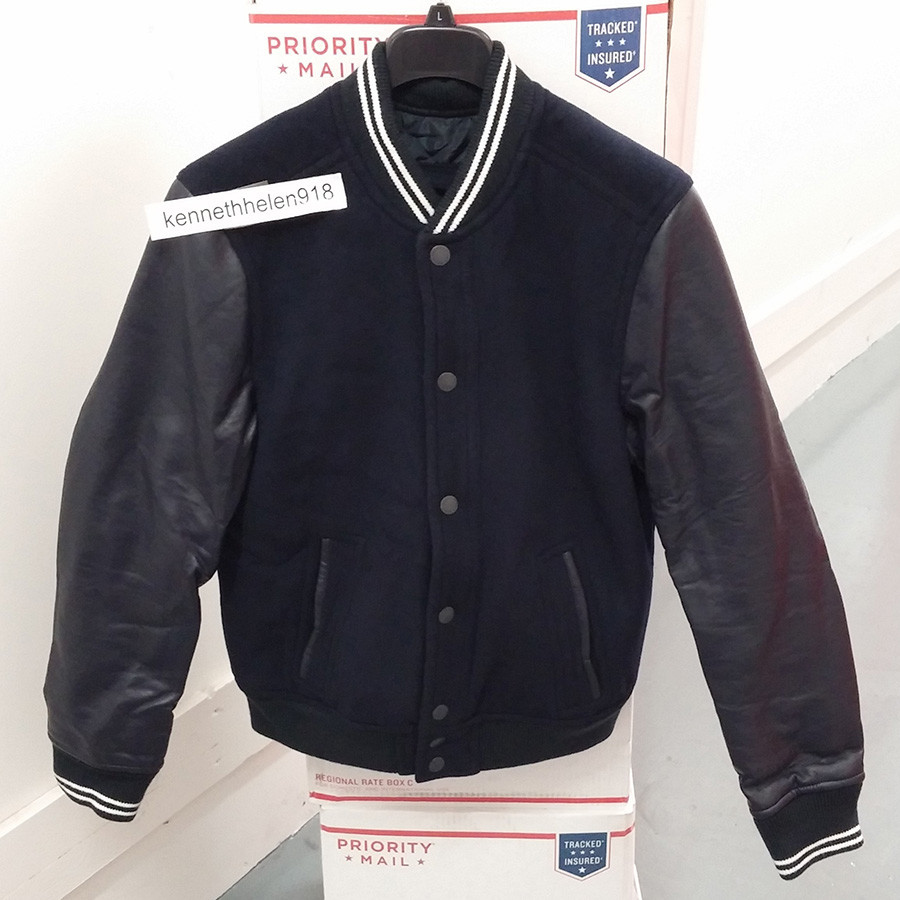 ABERCROMBIE & FITCH GRAY PEAK VARSITY JACKET COAT NAVY BLUE